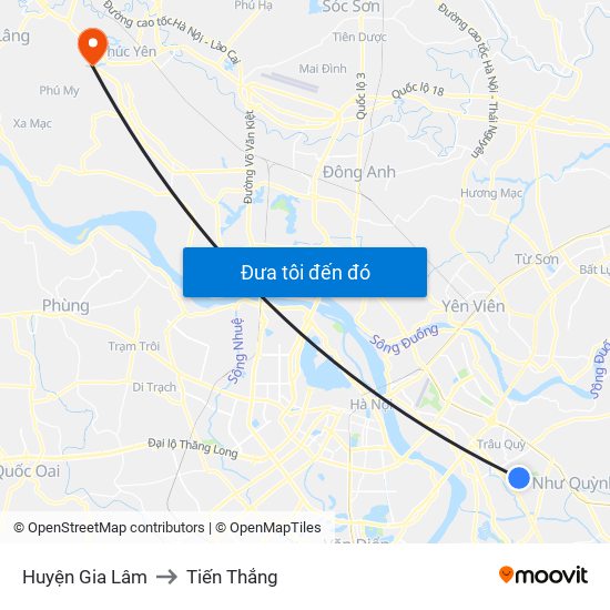 Huyện Gia Lâm to Tiến Thắng map