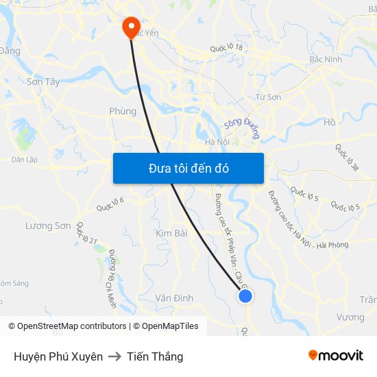 Huyện Phú Xuyên to Tiến Thắng map
