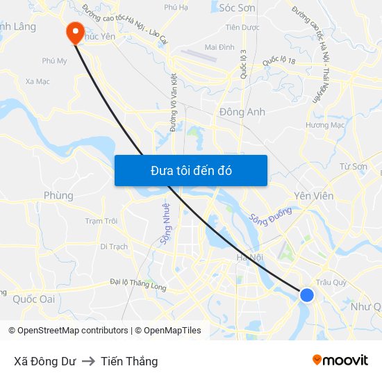 Xã Đông Dư to Tiến Thắng map