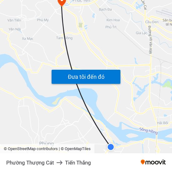 Phường Thượng Cát to Tiến Thắng map