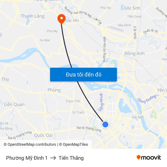 Phường Mỹ Đình 1 to Tiến Thắng map