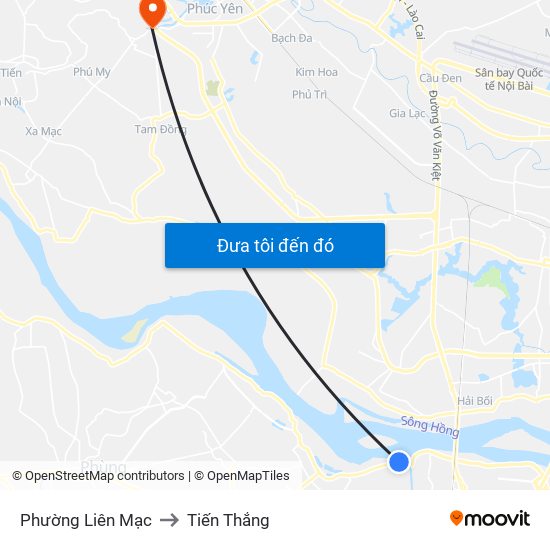 Phường Liên Mạc to Tiến Thắng map