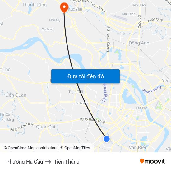 Phường Hà Cầu to Tiến Thắng map