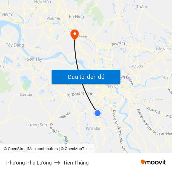 Phường Phú Lương to Tiến Thắng map