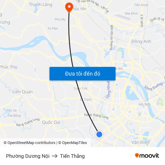 Phường Dương Nội to Tiến Thắng map
