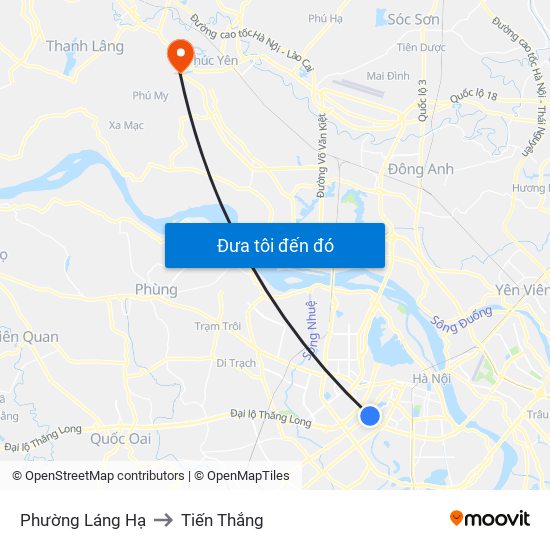 Phường Láng Hạ to Tiến Thắng map