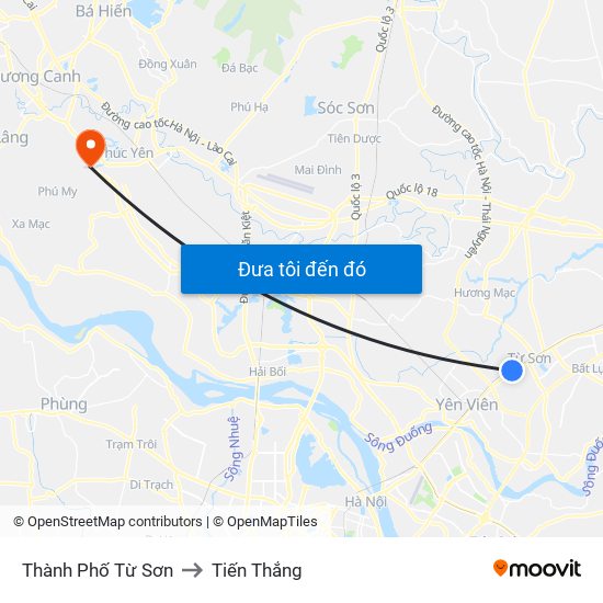 Thành Phố Từ Sơn to Tiến Thắng map