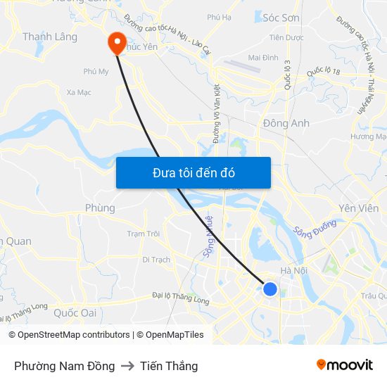 Phường Nam Đồng to Tiến Thắng map