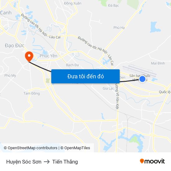 Huyện Sóc Sơn to Tiến Thắng map