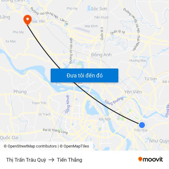 Thị Trấn Trâu Quỳ to Tiến Thắng map