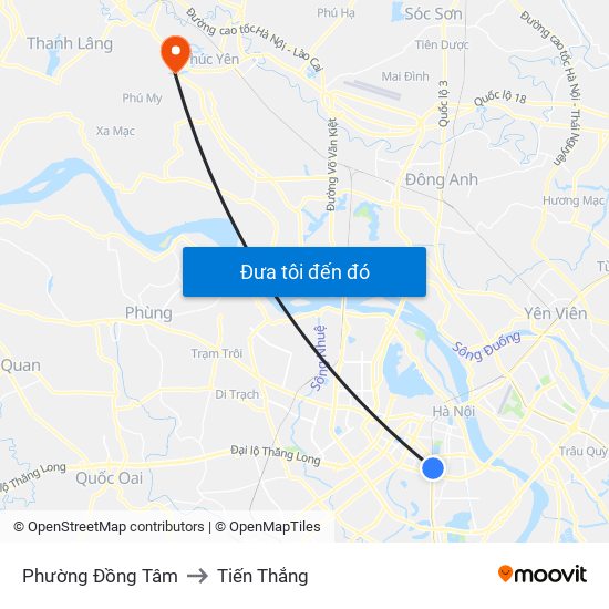 Phường Đồng Tâm to Tiến Thắng map