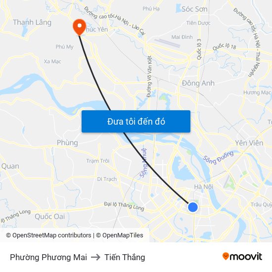 Phường Phương Mai to Tiến Thắng map