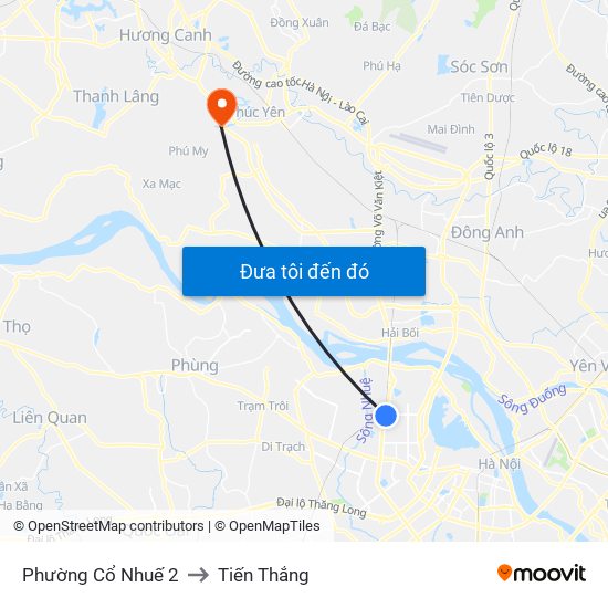 Phường Cổ Nhuế 2 to Tiến Thắng map