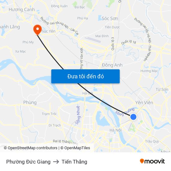 Phường Đức Giang to Tiến Thắng map