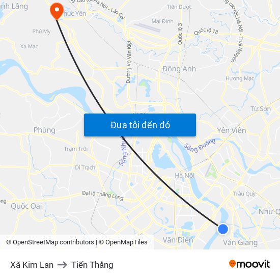 Xã Kim Lan to Tiến Thắng map