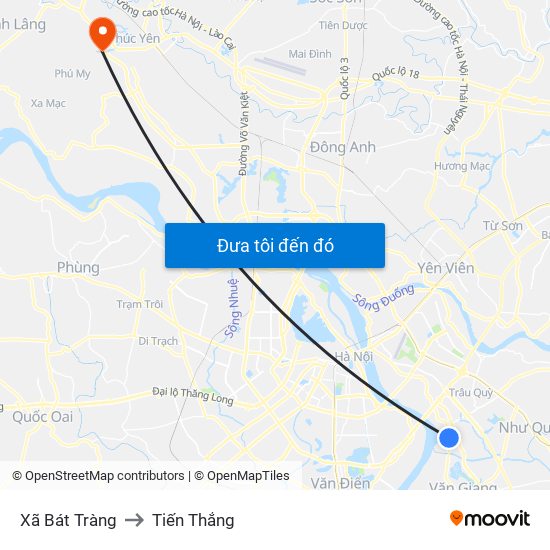 Xã Bát Tràng to Tiến Thắng map