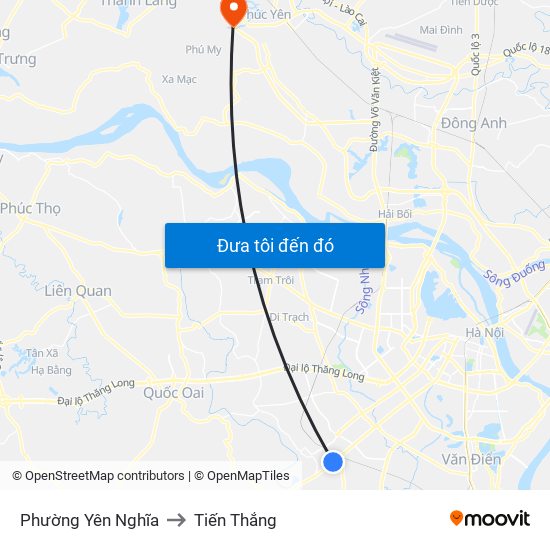 Phường Yên Nghĩa to Tiến Thắng map