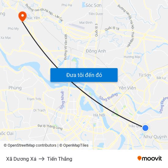 Xã Dương Xá to Tiến Thắng map