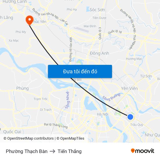 Phường Thạch Bàn to Tiến Thắng map