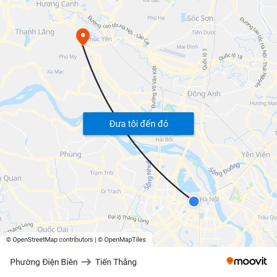 Phường Điện Biên to Tiến Thắng map