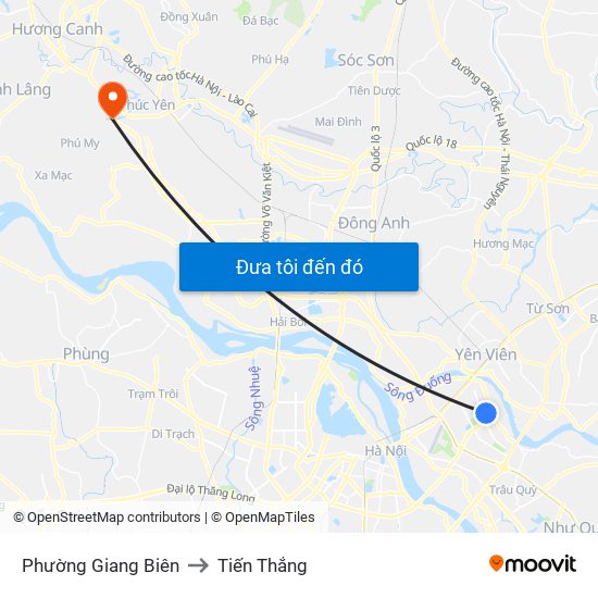 Phường Giang Biên to Tiến Thắng map