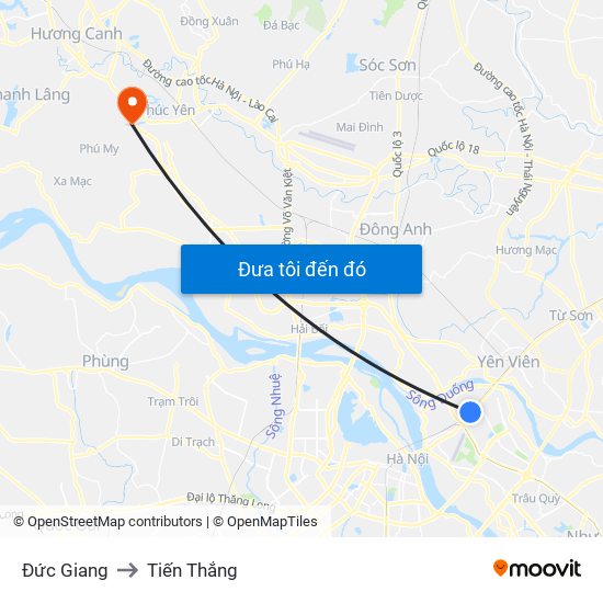 Đức Giang to Tiến Thắng map