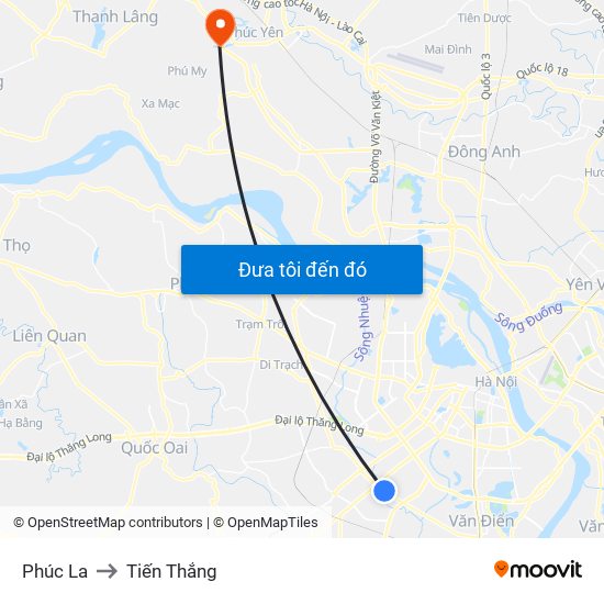 Phúc La to Tiến Thắng map