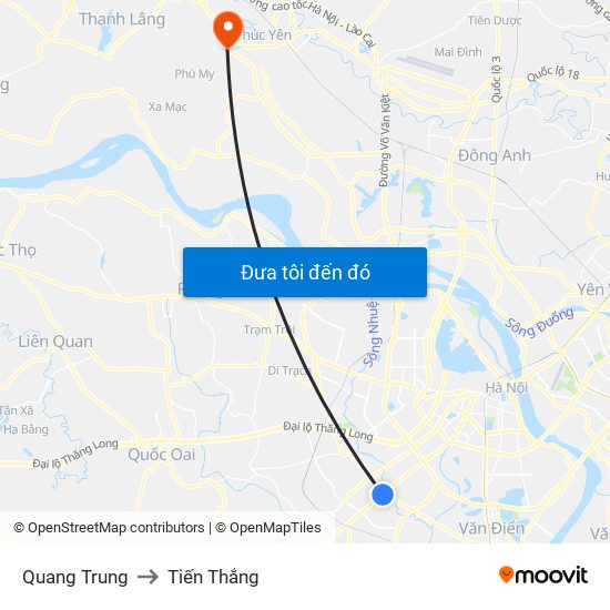 Quang Trung to Tiến Thắng map