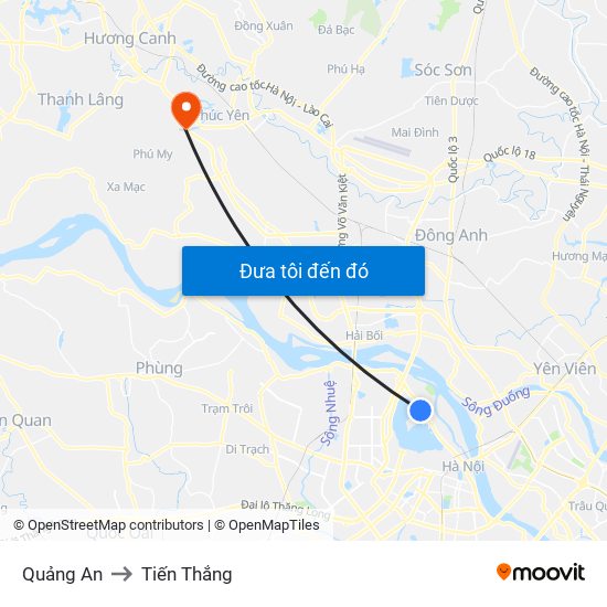 Quảng An to Tiến Thắng map