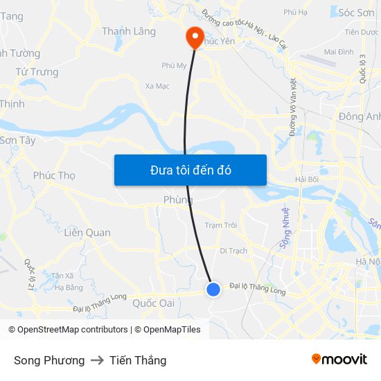 Song Phương to Tiến Thắng map