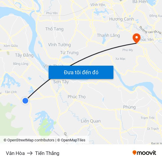 Vân Hòa to Tiến Thắng map