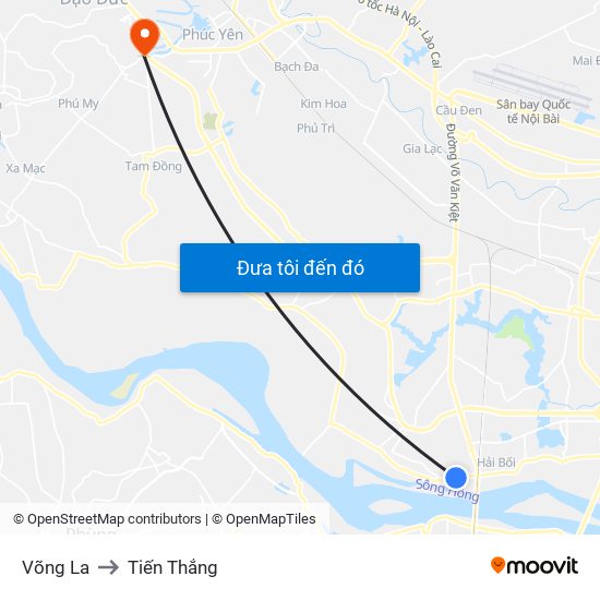 Võng La to Tiến Thắng map