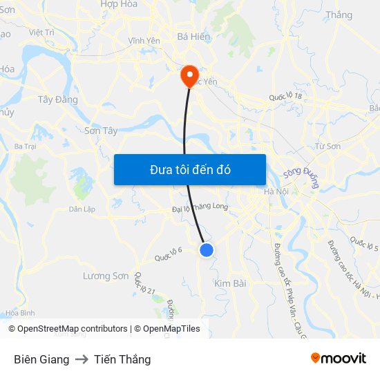 Biên Giang to Tiến Thắng map