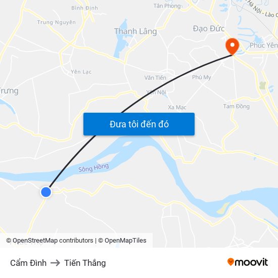 Cẩm Đình to Tiến Thắng map