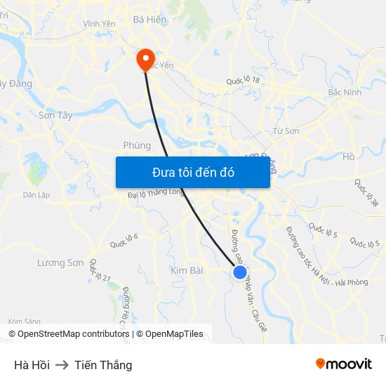 Hà Hồi to Tiến Thắng map