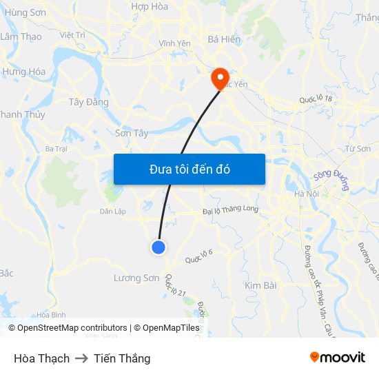 Hòa Thạch to Tiến Thắng map