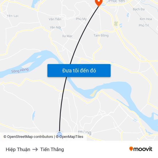 Hiệp Thuận to Tiến Thắng map