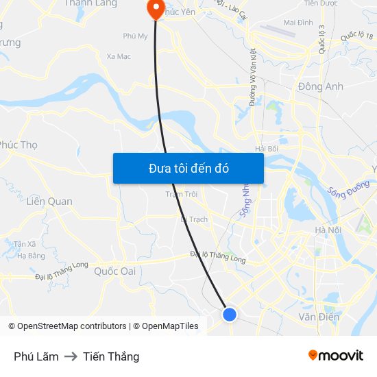 Phú Lãm to Tiến Thắng map