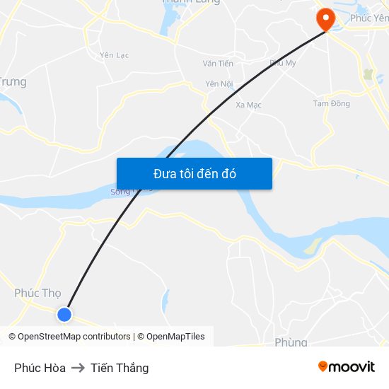 Phúc Hòa to Tiến Thắng map