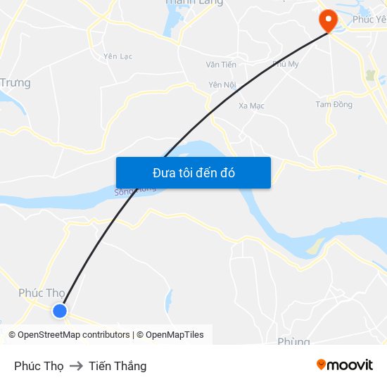 Phúc Thọ to Tiến Thắng map