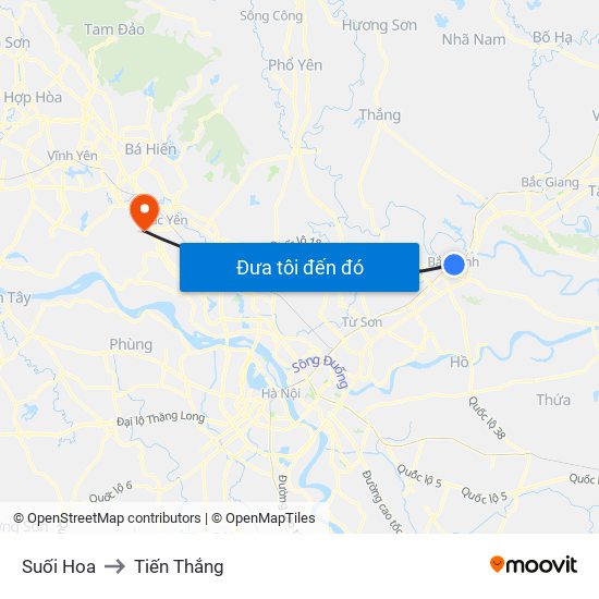 Suối Hoa to Tiến Thắng map