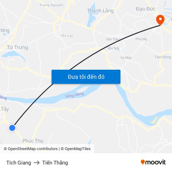 Tích Giang to Tiến Thắng map