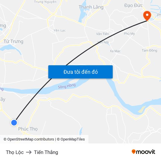 Thọ Lộc to Tiến Thắng map