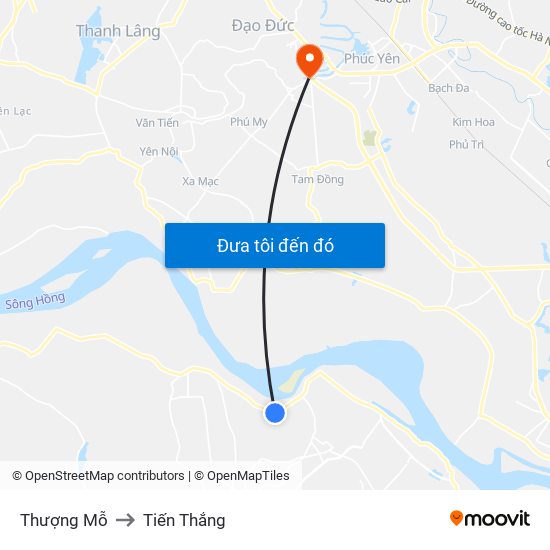 Thượng Mỗ to Tiến Thắng map