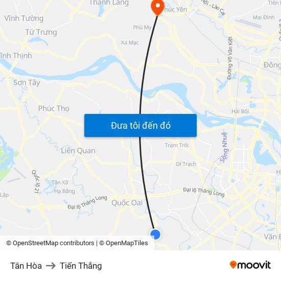 Tân Hòa to Tiến Thắng map