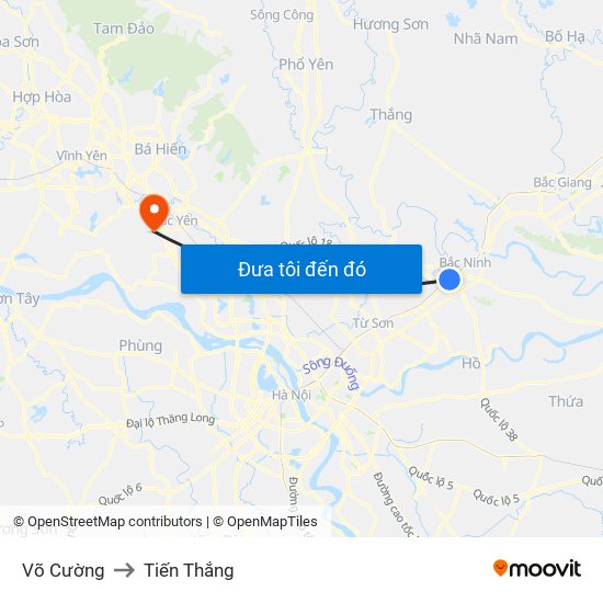 Võ Cường to Tiến Thắng map