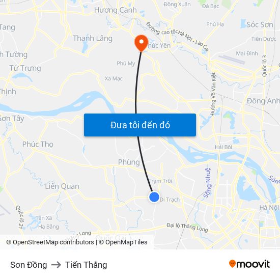 Sơn Đồng to Tiến Thắng map