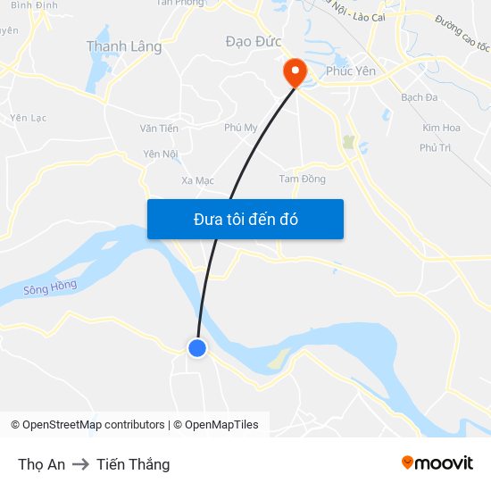 Thọ An to Tiến Thắng map