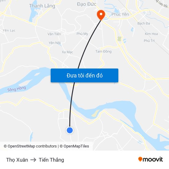 Thọ Xuân to Tiến Thắng map