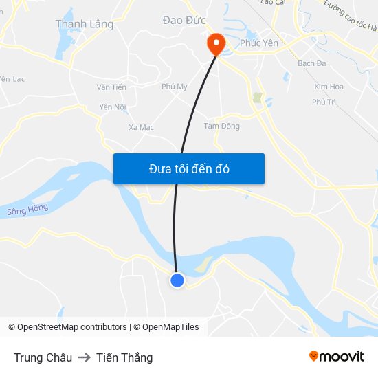 Trung Châu to Tiến Thắng map